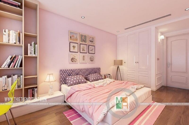 Mẫu giường ngủ bọc nệm đẹp, sử dụng gỗ công nghiệp cao cấp được ưa chuộng để trang trí phòng ngủ của căn hộ chung cư.